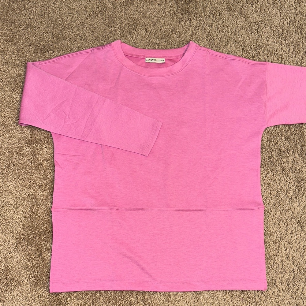 Zenana Bright Pink Long Sleeve lounge wear.